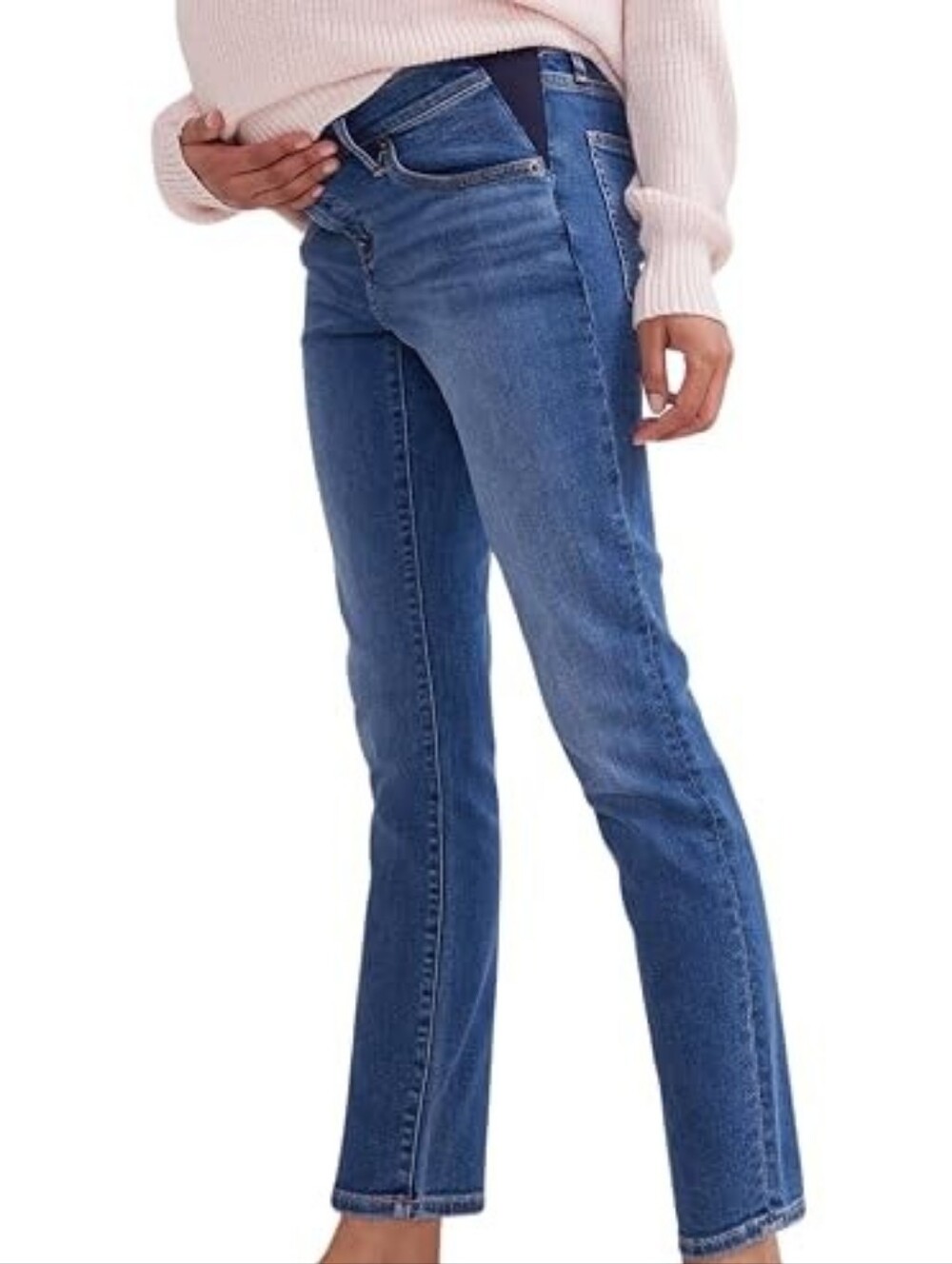 HATCH Maternity Slim Skinny Jeans Side Panels size 27, Blue Wash, Stretchy Waist